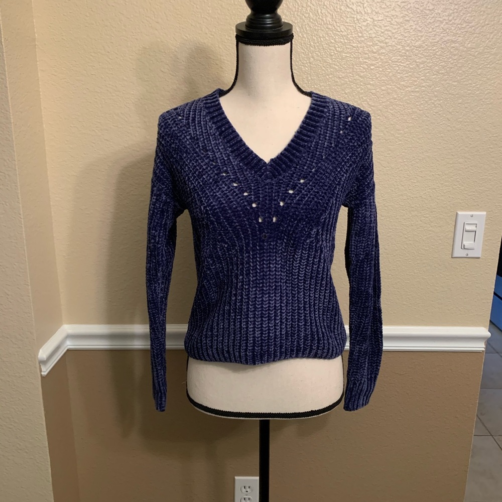 Bar III Midnight Sea V-Neck Pullover Sweater XXS